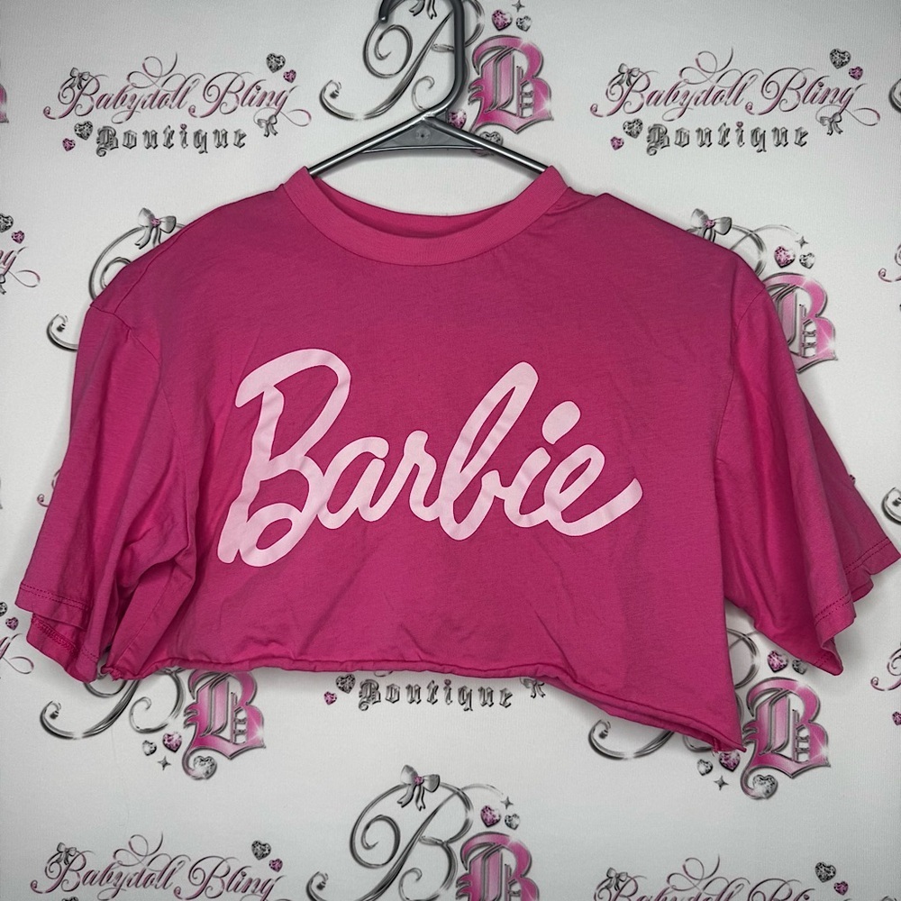 H&M Barbie crop top tee shirt pink cute short style top mini